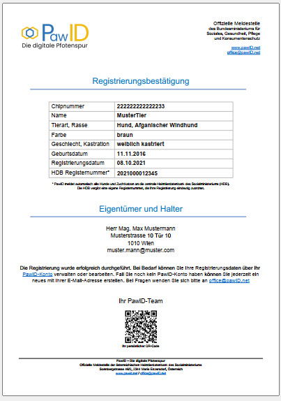 Registrierungszertifikat